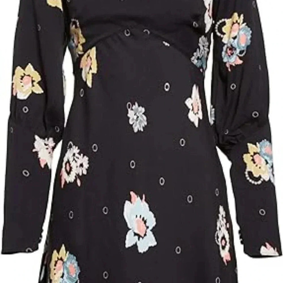 Free People Sunshadows Split-Sleeve Mini Dress in Night Combo Bohemian Date 0 - Picture 9 of 10